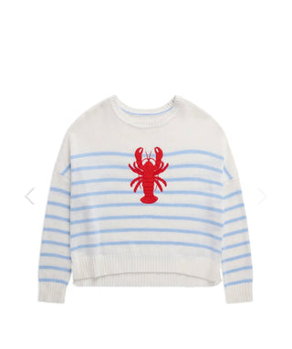 Coastal Lobster Striped Relaxed Knit Sweater