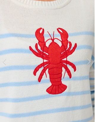 Coastal Lobster Striped Relaxed Knit Sweater