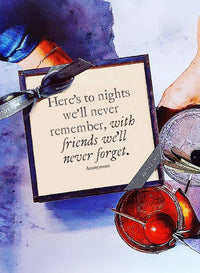 Here's To Nights Copper & Glass Coasters, Set of 4