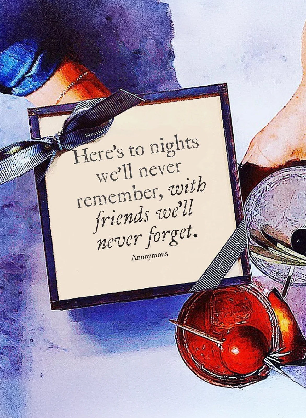 Here's To Nights Copper & Glass Coasters, Set of 4