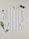 Stripe Bubble Sleeve Button Shirt