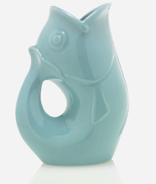 Small GurglePot Fish Pitcher - Whimsical 12oz Stoneware Beverage & Floral Vase
