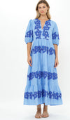 Oliphant PUFF SLEEVE MAXI- TANGIER BLUE