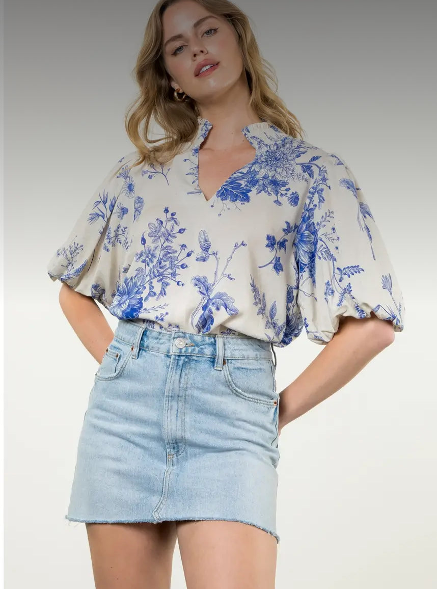 Blue Floral Shirt