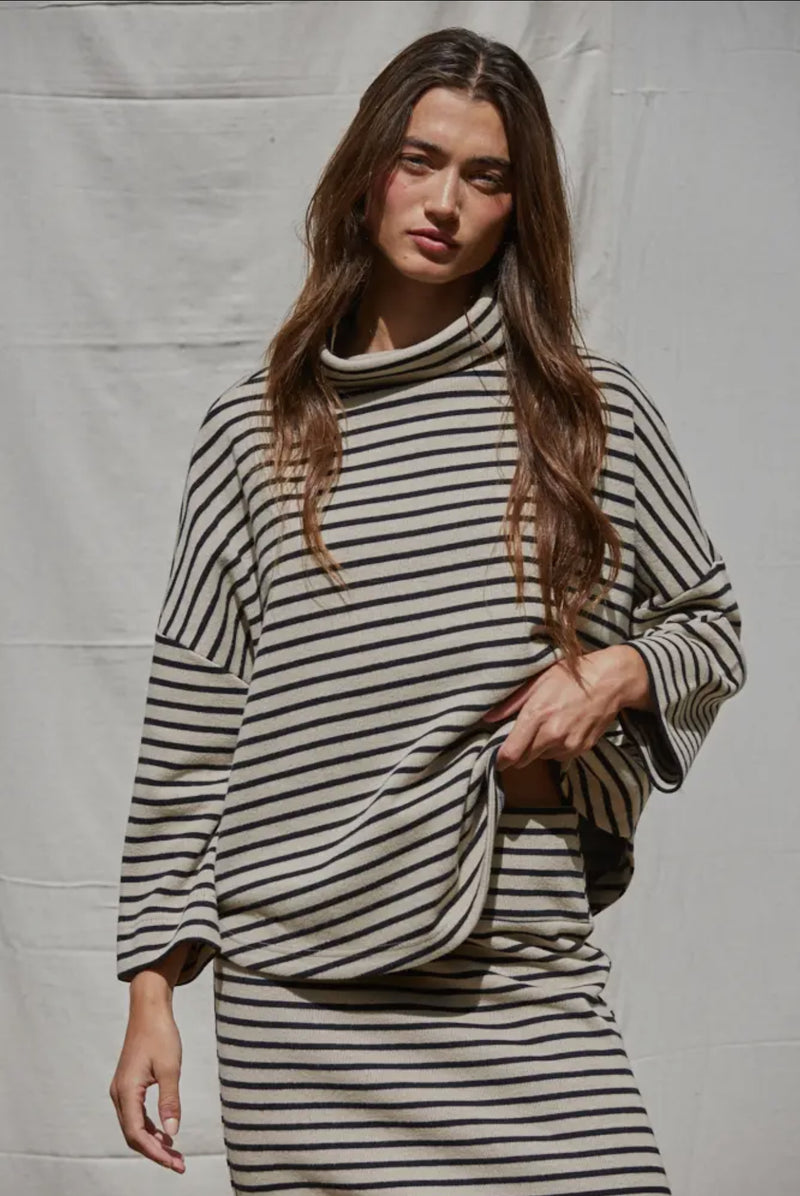 Wide turtleneck shown 
