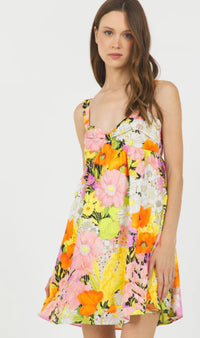 FLORAL PRINT BABYDOLL MINI DRESS