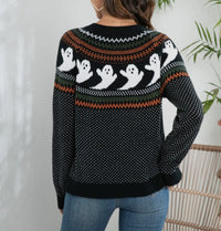 Showing back of sweater with all over pattern 