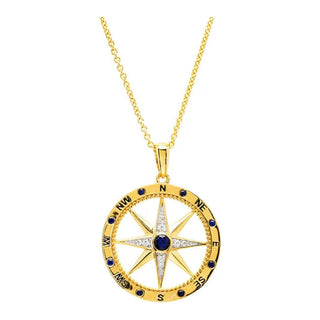Ocean Jewelry  Sapphire and Gold Vermeil Compass Necklace