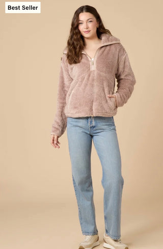 DreamPlush Women’s 1/4 Zip Teddy Fleece Pullover By Softies