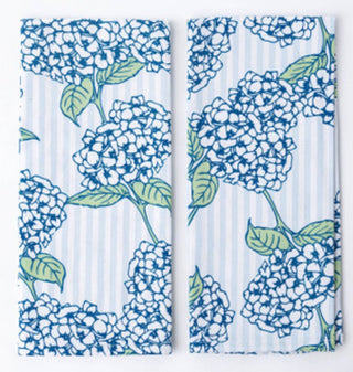 Elegant Blue Hydrangea Stem 100% Cotton Oven Mitt & Potholder Set Or Kitchen Towel