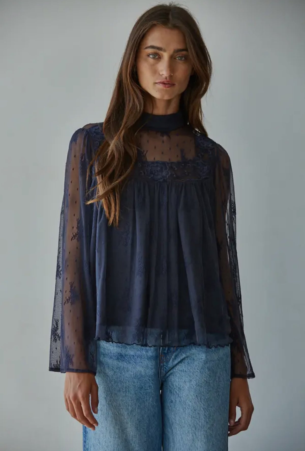 Lace Mock Neck Top