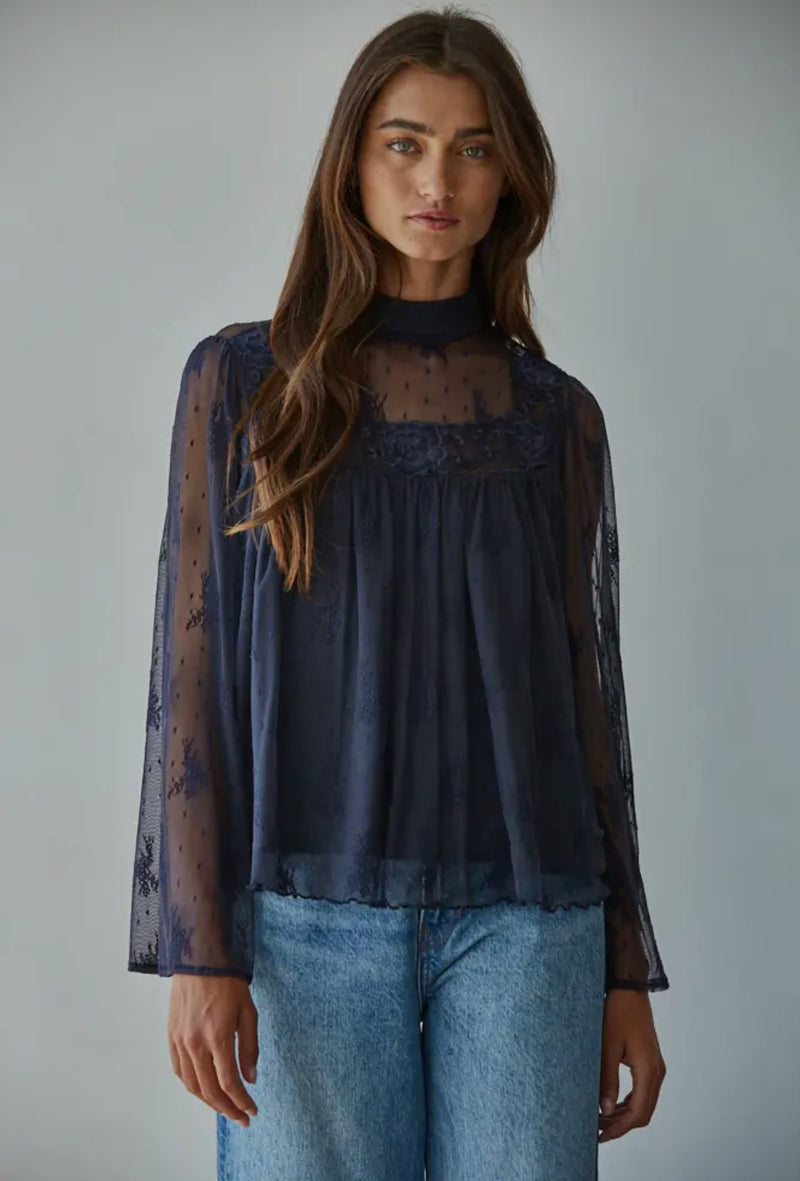 Lace Mock Neck Top