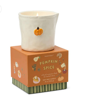 Paddywax Bistro Pumpkin Spice Scented Candle – Hand-Painted Reusable Ceramic