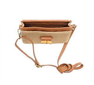 Bonnie Mini Natural Straw Crossbody Bag with Bamboo Turnlock