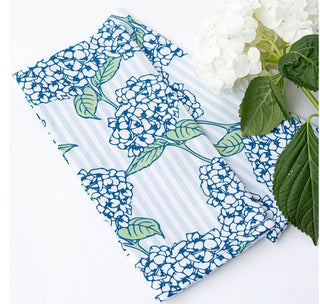 Elegant Blue Hydrangea Stem 100% Cotton Oven Mitt & Potholder Set Or Kitchen Towel