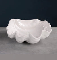 Beatriz Ball VIDA Large Ocean Shell Melamine Serving Bowl – Elegant White Scallop Design
