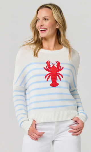 Coastal Lobster Striped Relaxed Knit Sweater