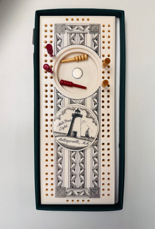Ned’s Point Lighthouse Scrimshaw Cribbage Board – Eco-Ivory Cribbage Board