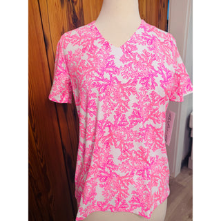 Lulu-B Pink Sea Coral V-Neckline Short Sleeve