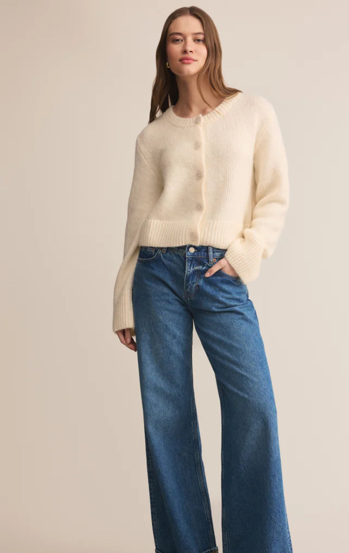 Z Supply BREEN CROP CARDIGAN CLOUD