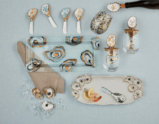 Hand Painted Glass Oyster Dish