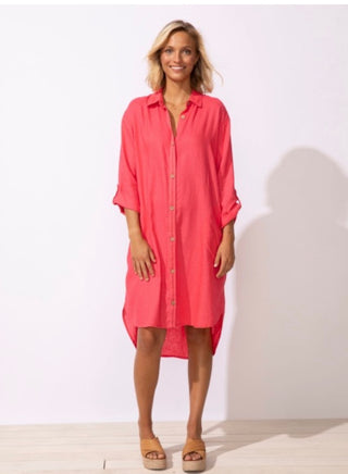 Escape by Habitat Getaway Relaxed Shirt Dress – Poppi Pink