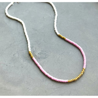 Pink, white and gold necklace
Made in USA master friendly 