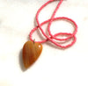 Handmade pink bees with light brown heart necklace