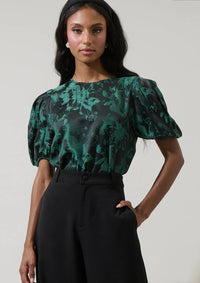 Palmina Jacquard Puff Sleeve Top