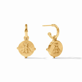 Julie Vos Honeybee Hoop & Charm Earring, reverse bee cameo side