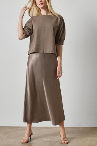 LILLA P Slub Woven Darted Top - Shiitake