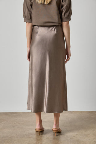 LILLA P Slub Woven Bias Skirt - Shiitake