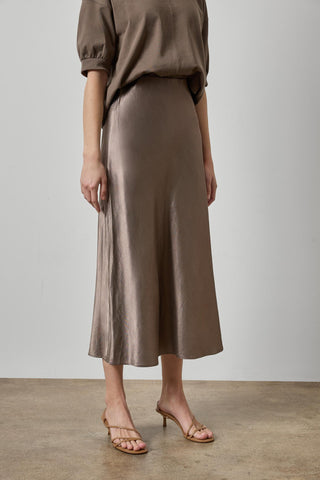 LILLA P Slub Woven Bias Skirt - Shiitake