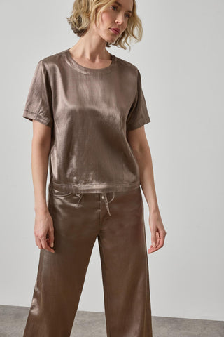 LILLA P Slub Woven Darted Top - Shiitake