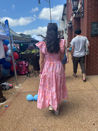 Sunset Toile Smocked Flutter Sleeve Dress