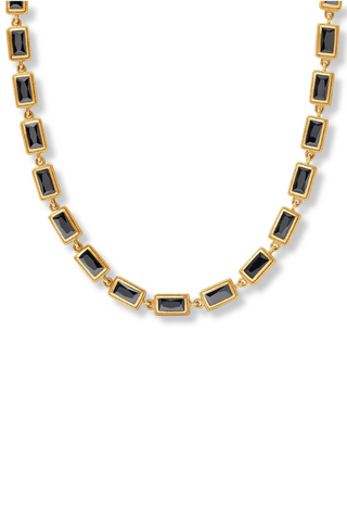 Julie Vos Baguette Tennis Necklace, Obsidian Black