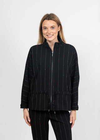 Pinstripe Jennifer Jacket - Black, front view
