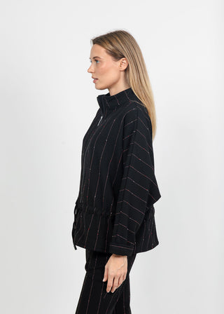 Pinstripe Jennifer Jacket - Black, detail view