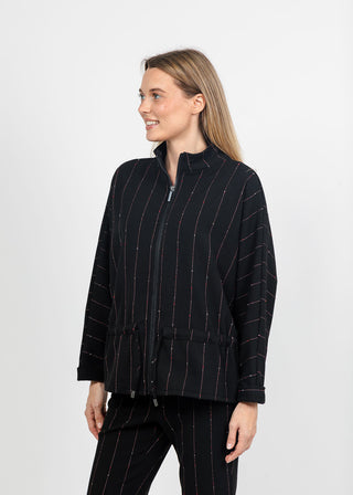 Pinstripe Jennifer Jacket - Black, side view
