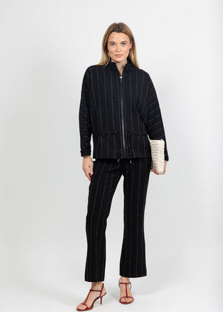 Pinstripe Jennifer Jacket - Black, styled with pants