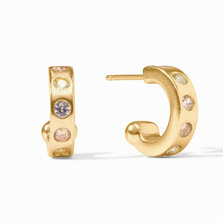 Julie Vos Rainbow Hoop & Charm Earring, Iridescent Clear Crystal, detail