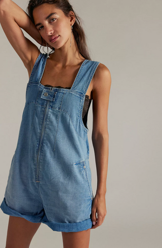 We The Free Jude Slouchy Denim Shortall - Timeless Pinafore Overalls