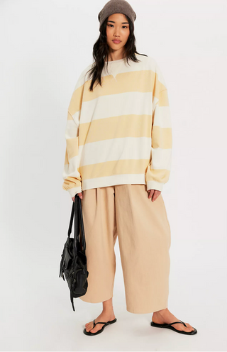 We The Free | Striped Oversized Slouchy Crewneck Pullover