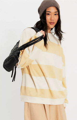 We The Free | Striped Oversized Slouchy Crewneck Pullover