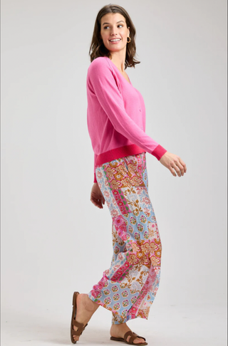 Zaket & Plover Cotton Cashmere V-Neck Cardigan - Pink