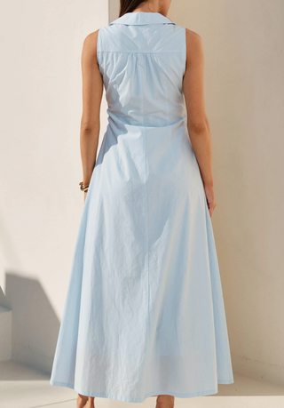 Relaxed Fit Sleeveless Pintuck Maxi Dress