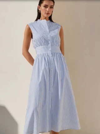 Golden Hour Striped Dress by Able | Women's Cotton Blend Midi Dress