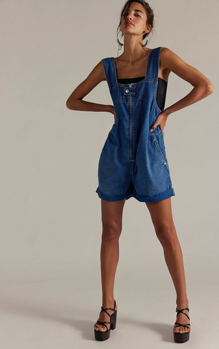 We The Free Jude Slouchy Denim Shortall - Timeless Pinafore Overalls