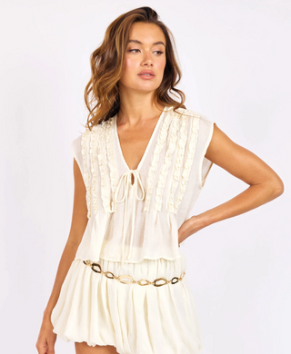Sage The Label Daydreamer Ruffle Tiered V-Neck Blouse