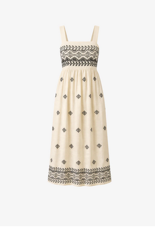 NKN Nekane Two-Tone Embroidered Linen-Blend Maxi Dress